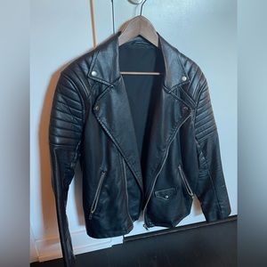 Men’s black faux leather biker jacket - Large